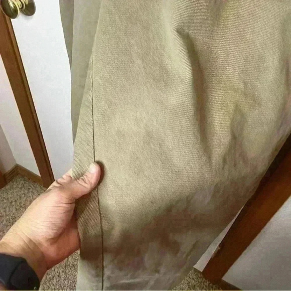 Orvis Khaki Leather Accent Jeans Men 36x28 Tan Outdoor Straight Leg Casual - Picture 3 of 7